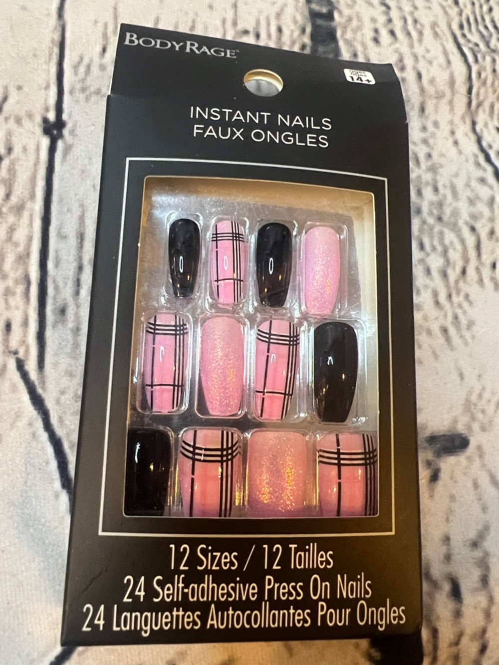 Spencer's Pink & Black Plaid Press-On Nails